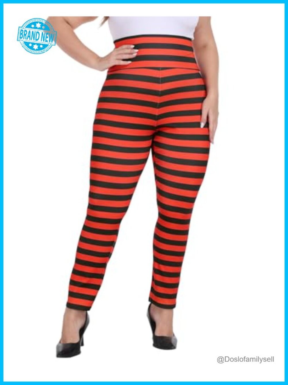 Plus Size Striped High Waist Leggings Stretchy Workout Yoga Pants
